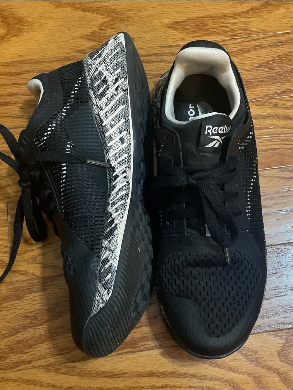 Reebok Black Mesh Running Shoes with White Logo Accents